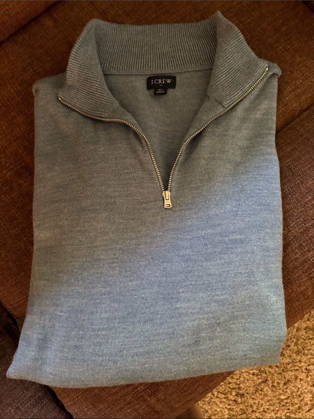 J.Crew Men’s Light Blue Half-Zip Sweater